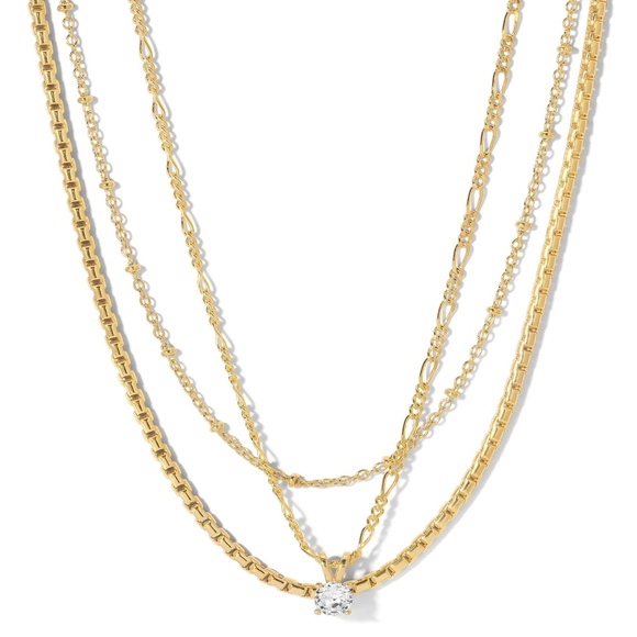 New Vanessa Mooney THE ZOE NECKLACE triple chain stacking layering necklace - Picture 3 of 3